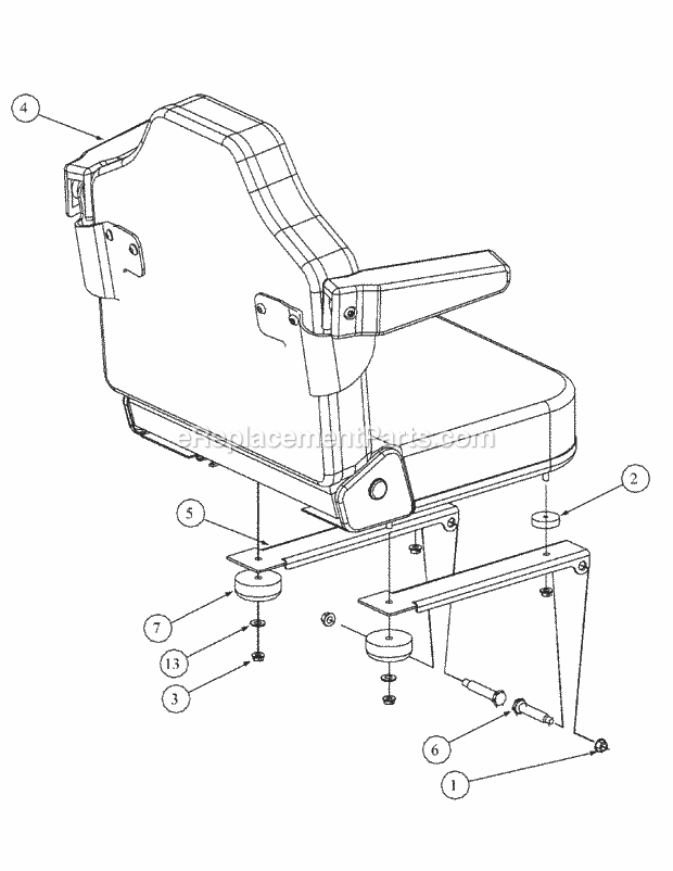 Seat Assembly Diagram and Parts List for M54-KH 53BB5B8W750-25-HP Cub Cadet Lawn Tractor